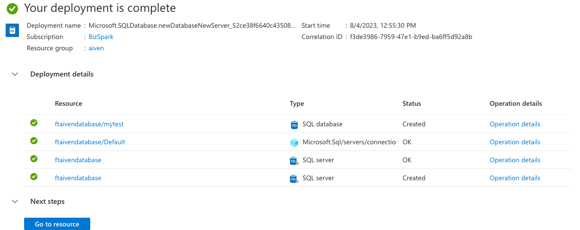 Database up and running