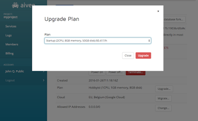 Upgrading PostgreSQL service plan