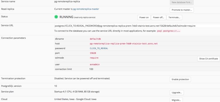 remote-replica service details