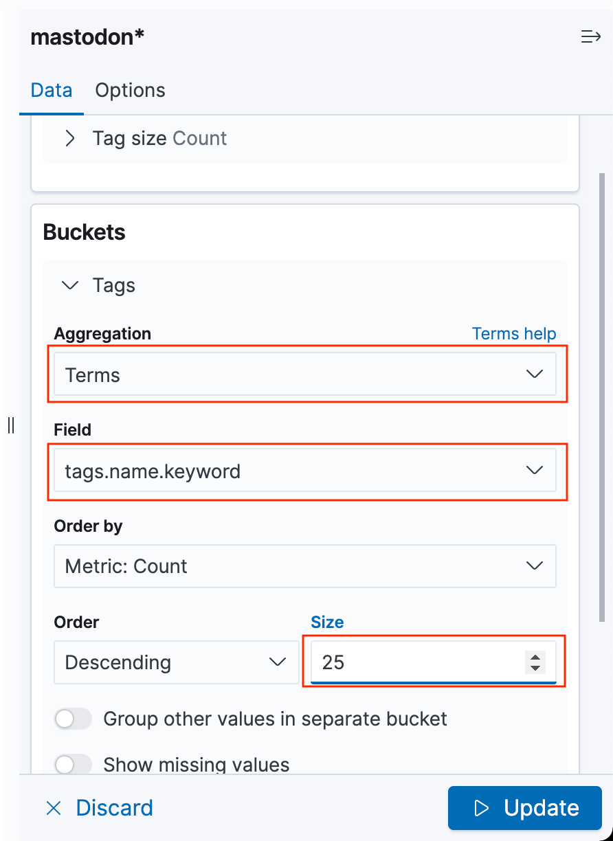 Screenshot of creating a tag cloud