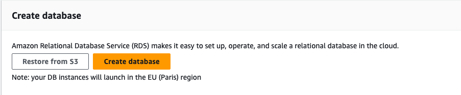 Create database button