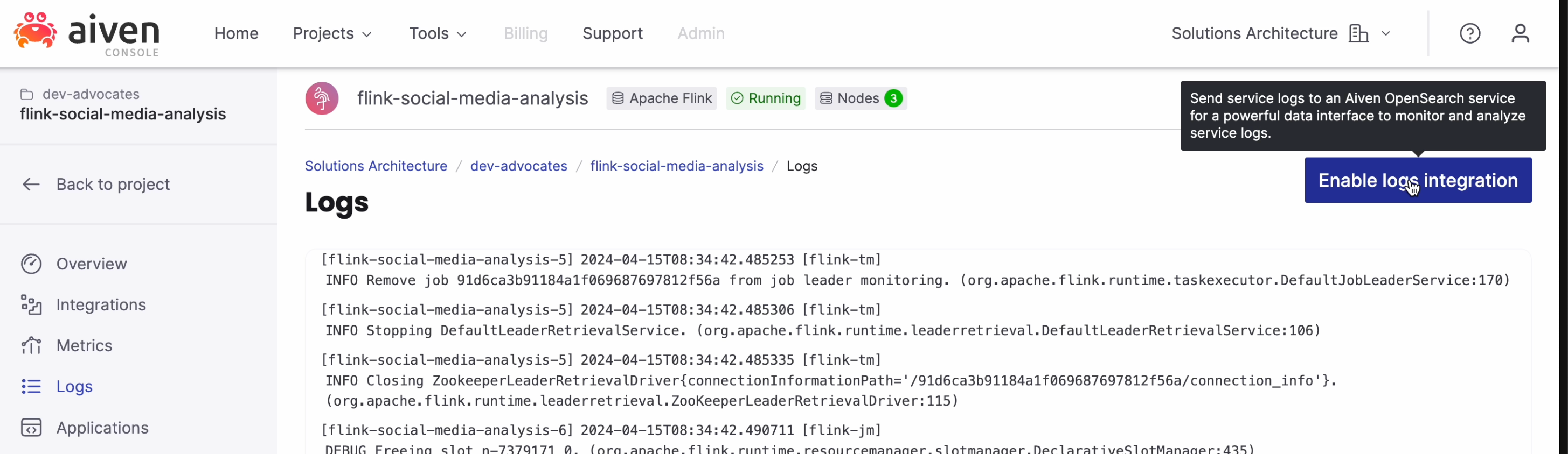 Integrate logs with OpenSearch