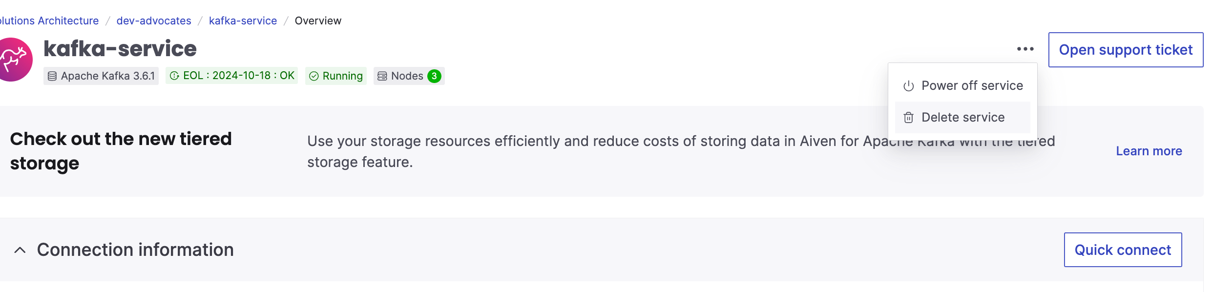 Remove Aiven for Apache Kafka service