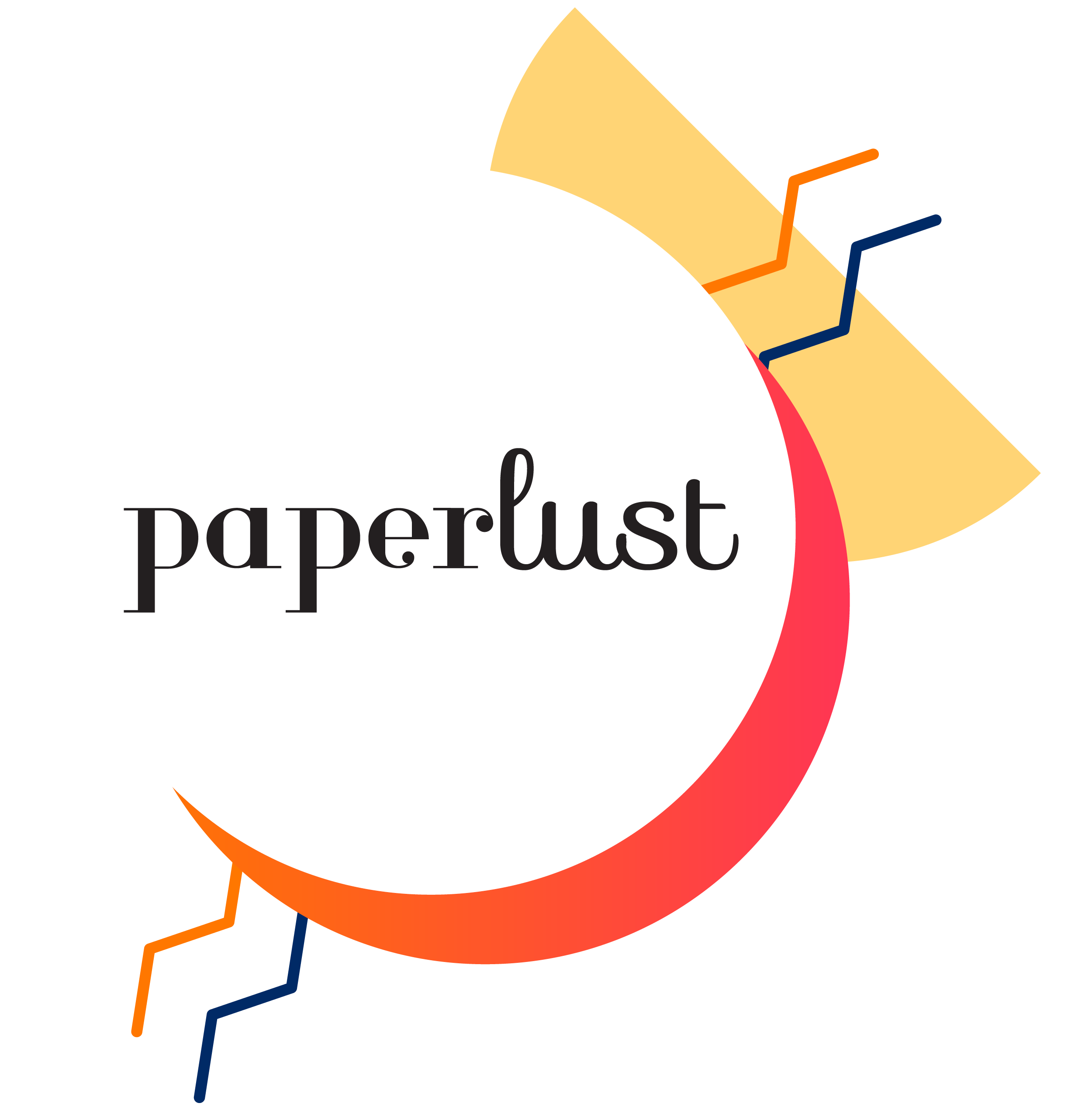 Paperlust logo with graphical elements