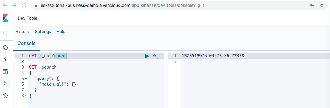 Running OpenSearch Count and Match all queries from OpenSearch dashboards Devtools