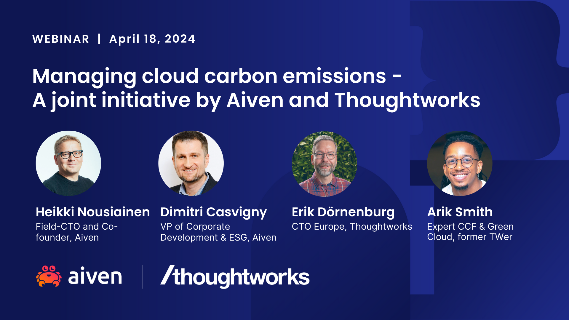 Managing cloud carbon emissions  – A joint initiative by Aiven and Thoughtworks illustration