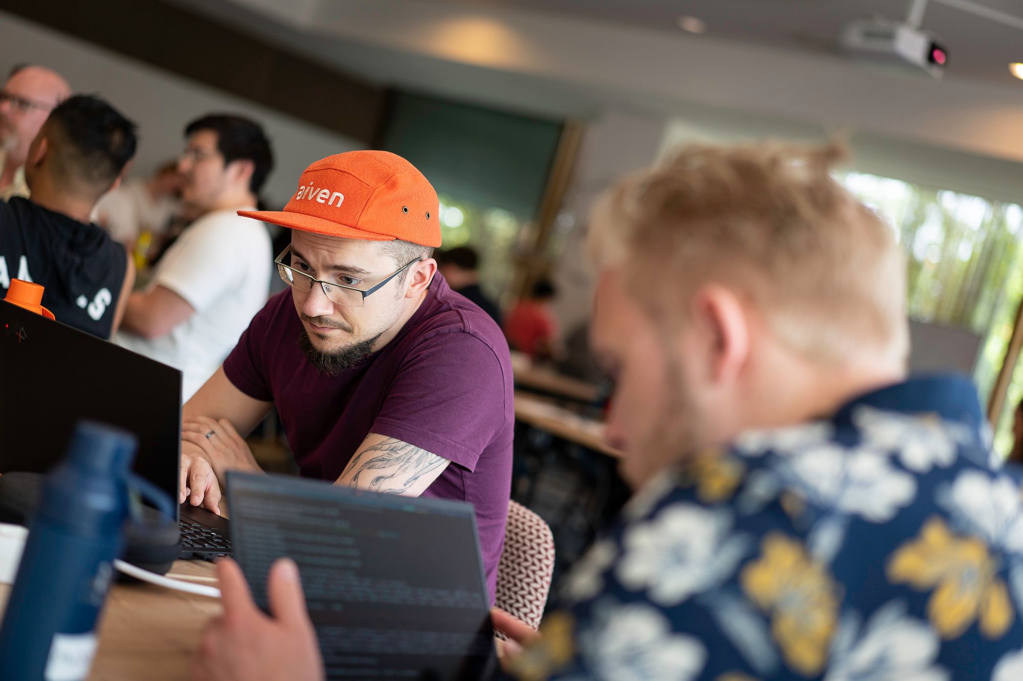 Group working on projects at the hackathon
