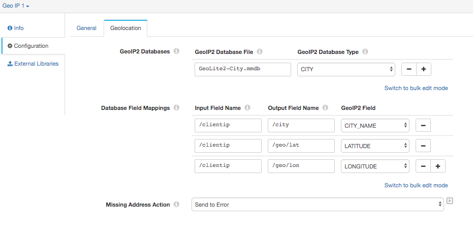 Adding a GeoIP stage and converting types