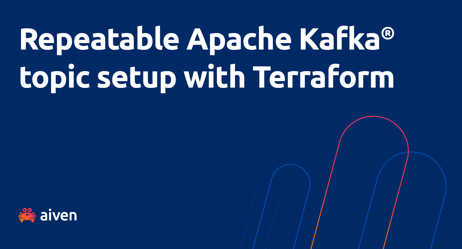 A blue background with the text "Repeatable Apache Kafka® topic setup with Terraform", and the Aiven logo in the corner