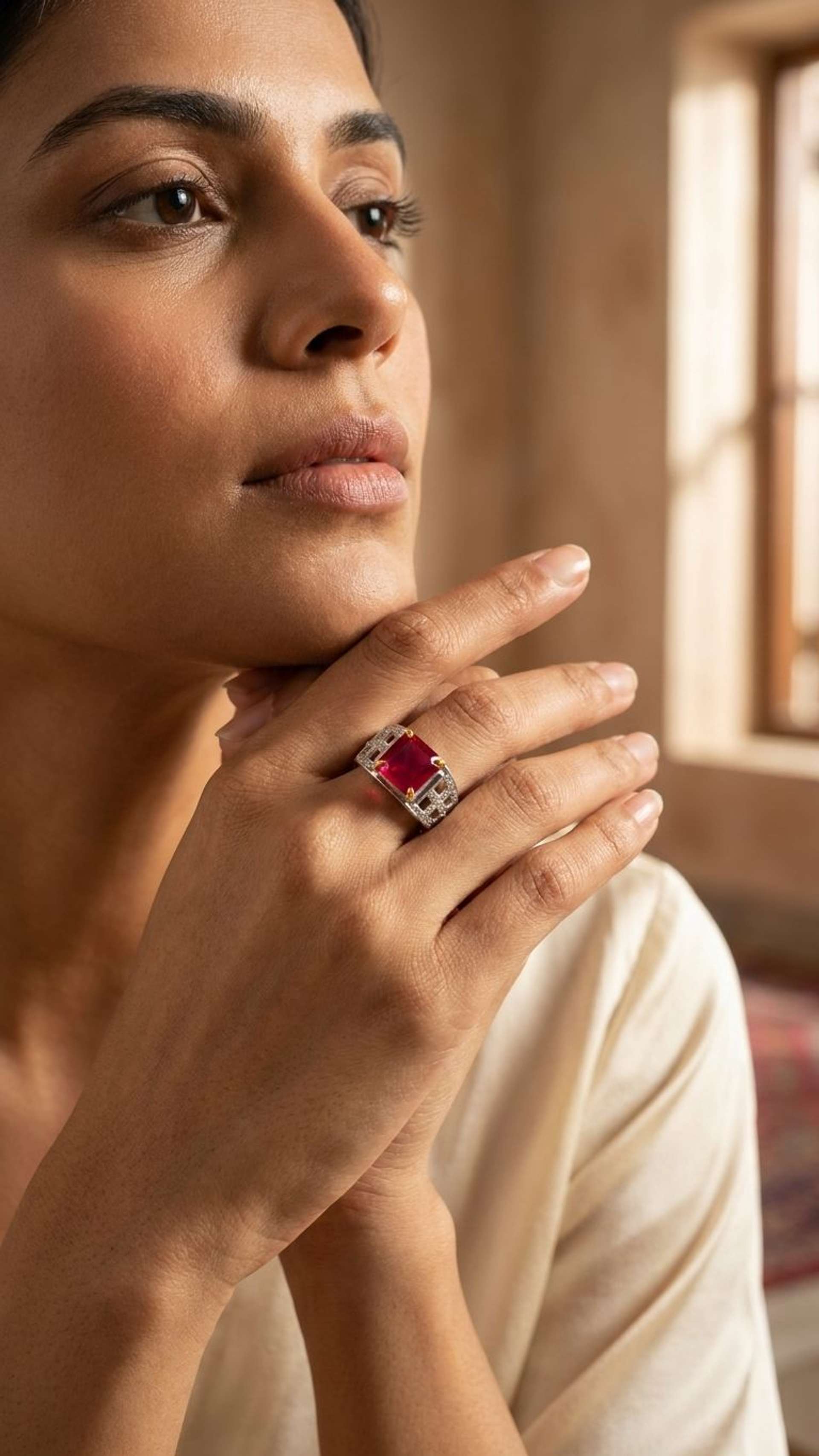 Ruby Ring in 92.5 sterling silver by Surya Jewellers Jaipur
