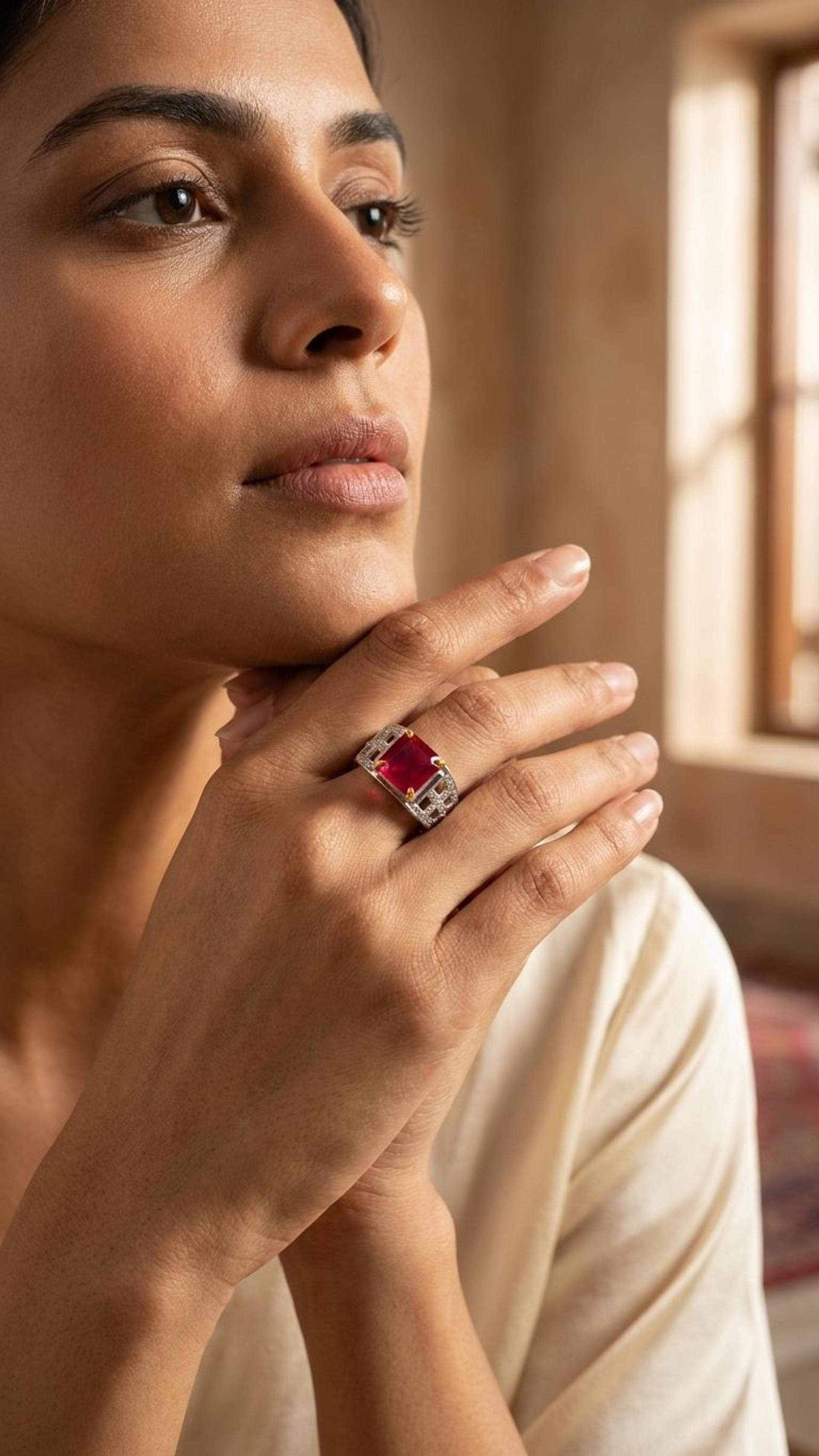 Ruby Ruby Ring in 92.5 Sterling Silver — Surya Jewellers Jaipur