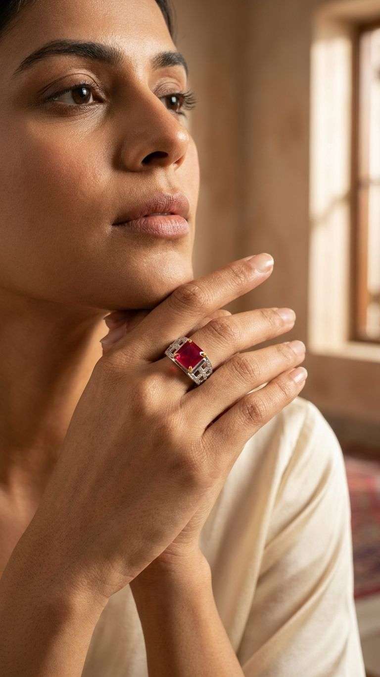 Ruby Ring in 92.5 sterling silver by Surya Jewellers Jaipur