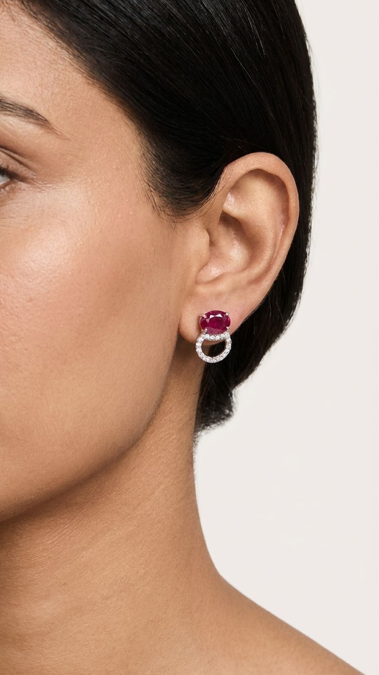 Ruby Stud view 4 — Studs in 92.5 Sterling Silver