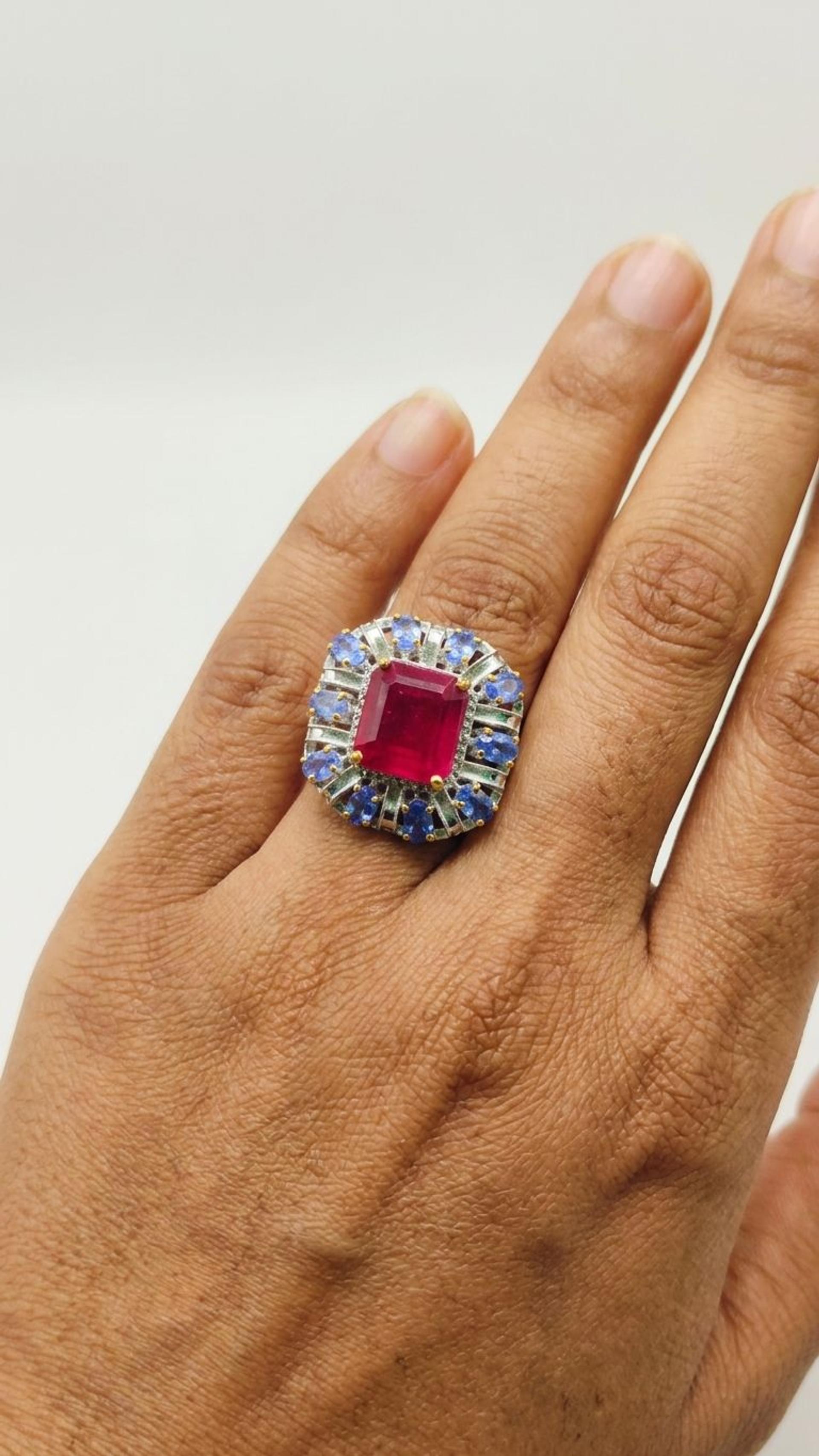 Ruby Tanzanite Ring view 4 — Rings in 92.5 Sterling Silver