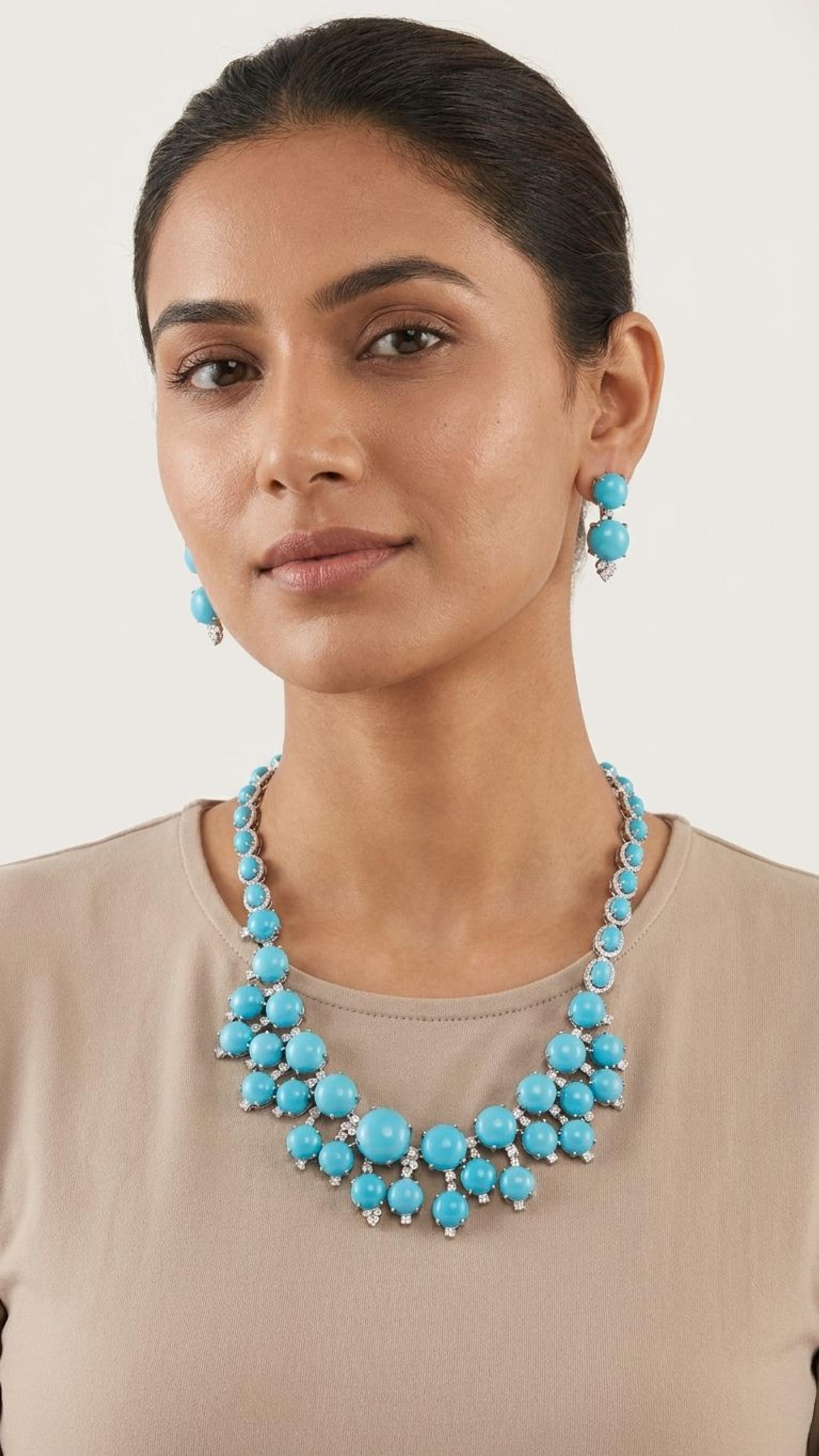 Turquoise Necklace view 4 — Necklaces in 92.5 Sterling Silver