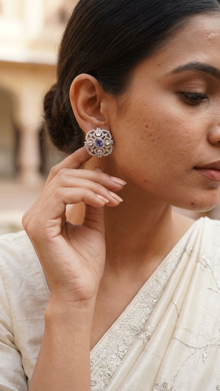 Tanzanite Stud view 4 — Studs in 92.5 Sterling Silver