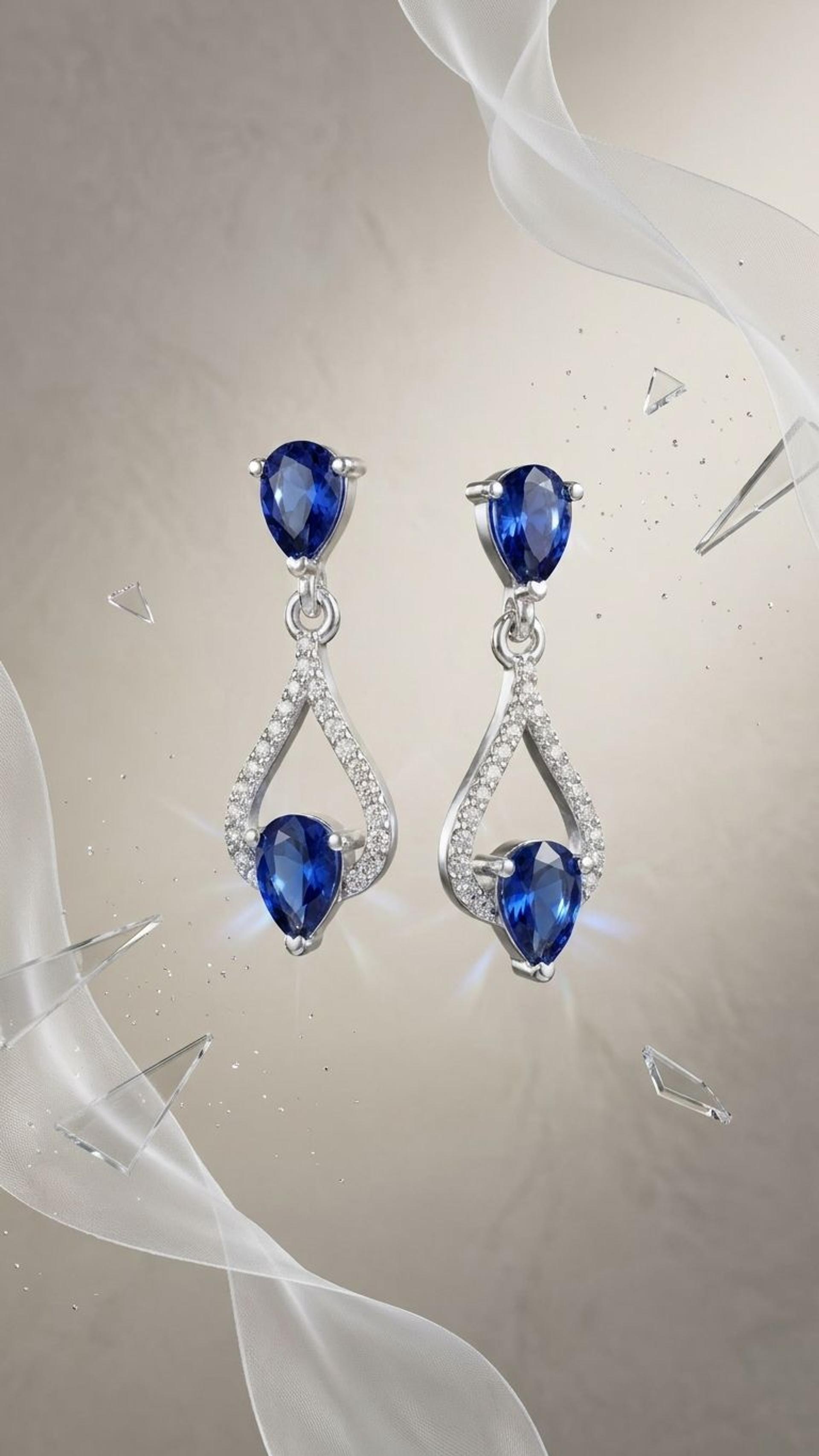 Kyanite Earrings view 3 — Earrings in 92.5 Sterling Silver