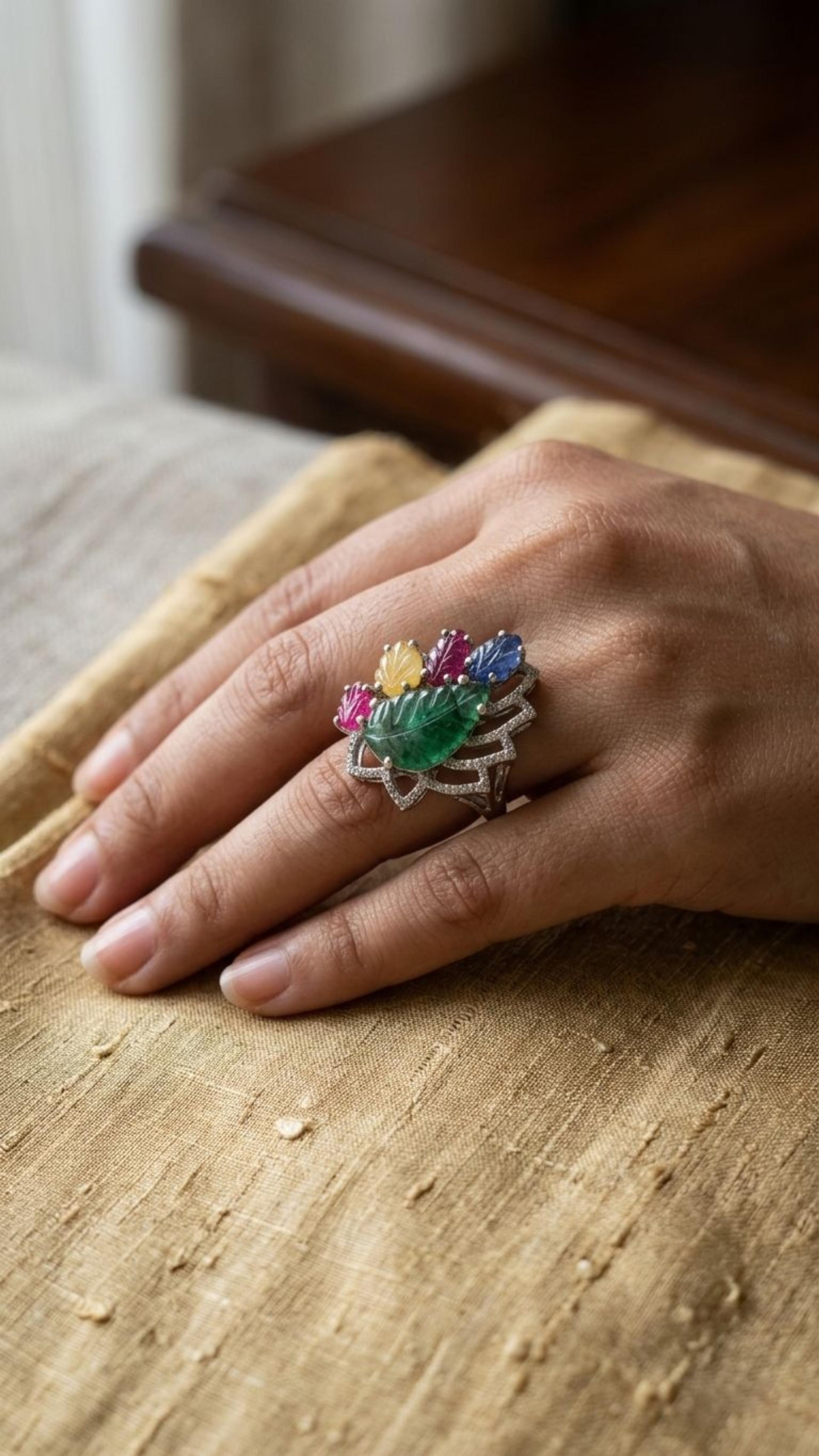 Multi Sapphire Ring view 3 — Rings in 92.5 Sterling Silver