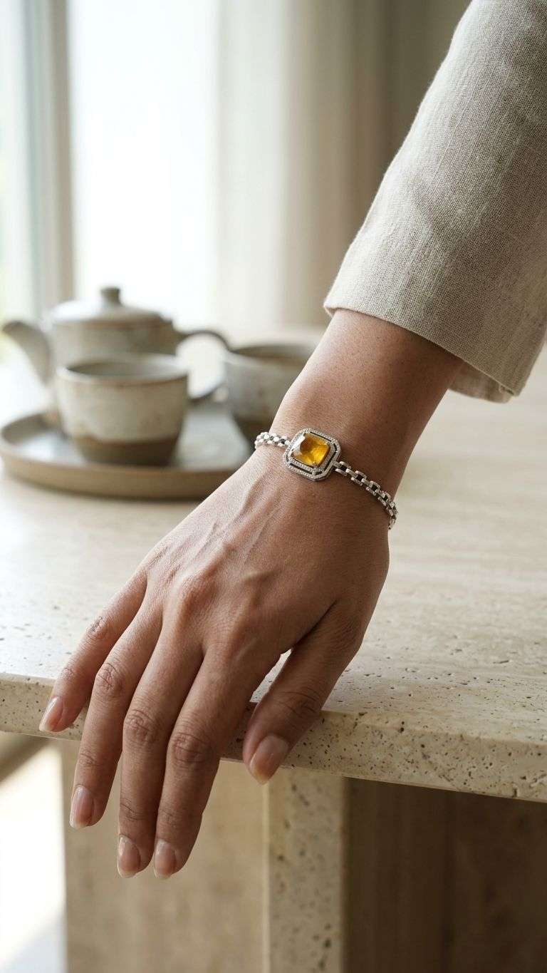 Yellow Sapphire Bracelet in 92.5 sterling silver by Surya Jewellers Jaipur