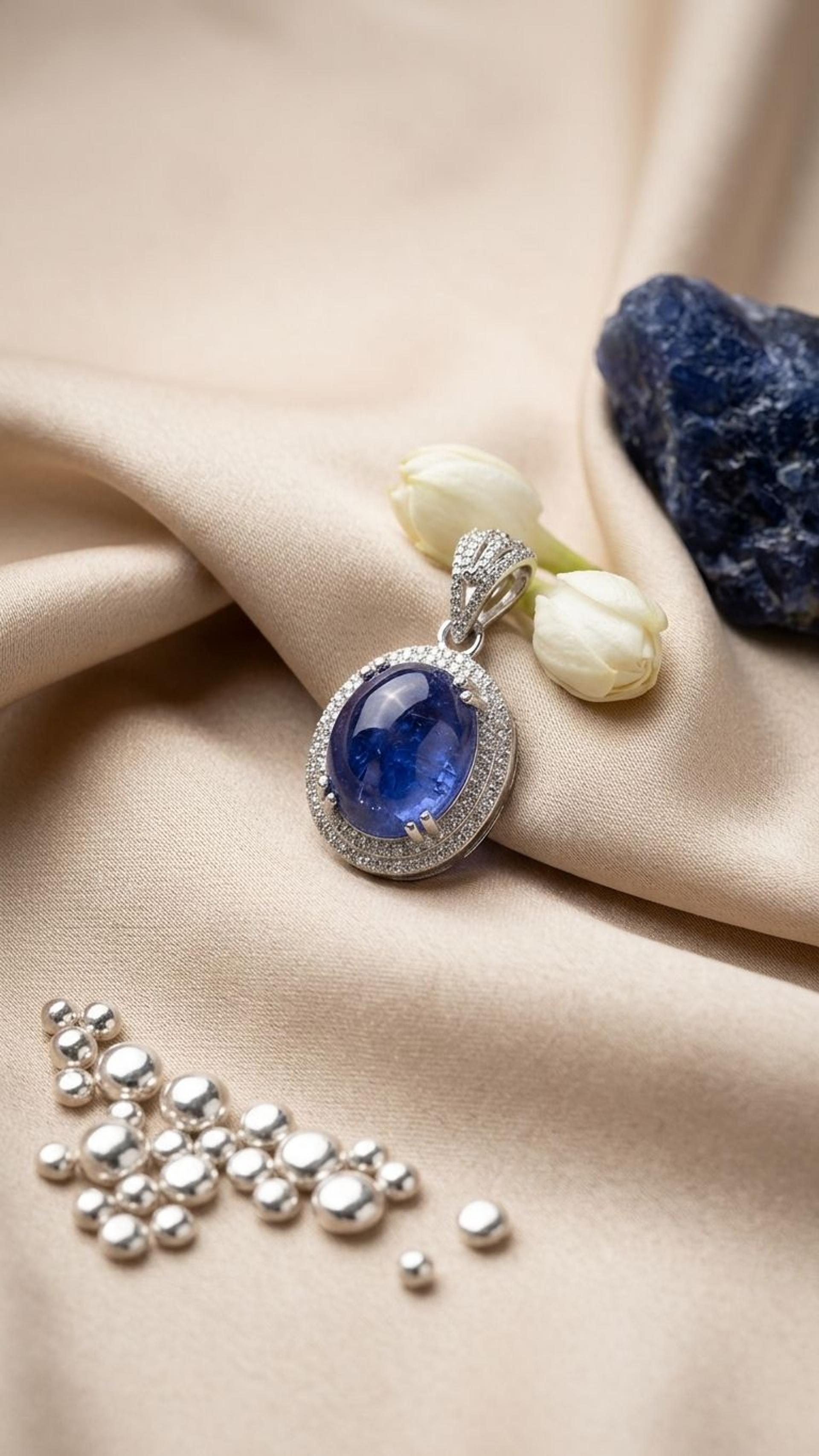 Tanzanite Pendant view 3 — Pendants in 92.5 Sterling Silver