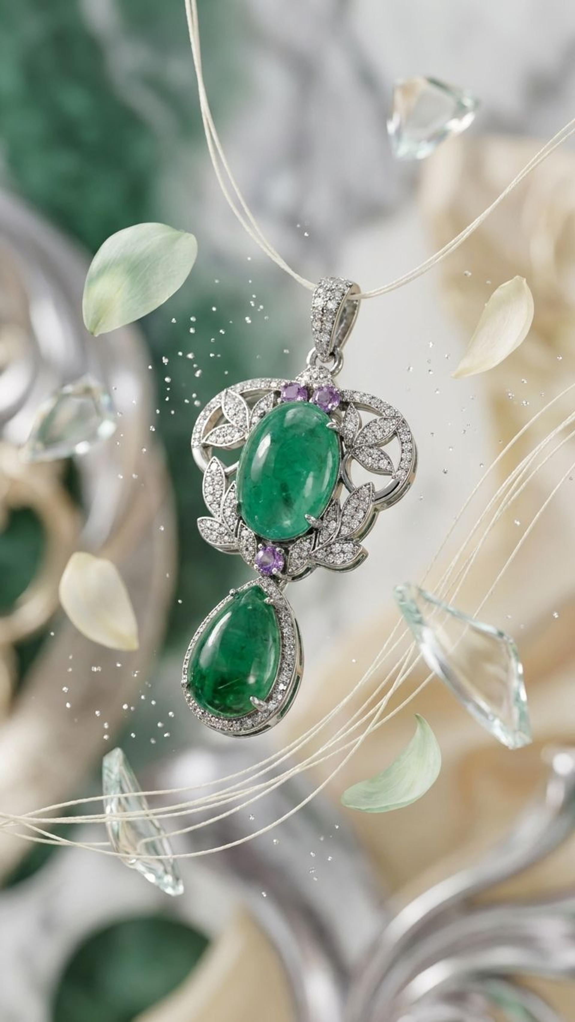 Emerald Pink Sapphire Pendant view 3 — Pendants in 92.5 Sterling Silver