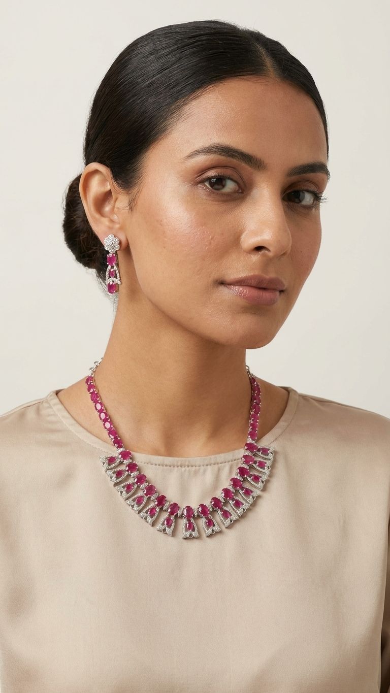 Ruby Necklace view 3 — Necklaces in 92.5 Sterling Silver