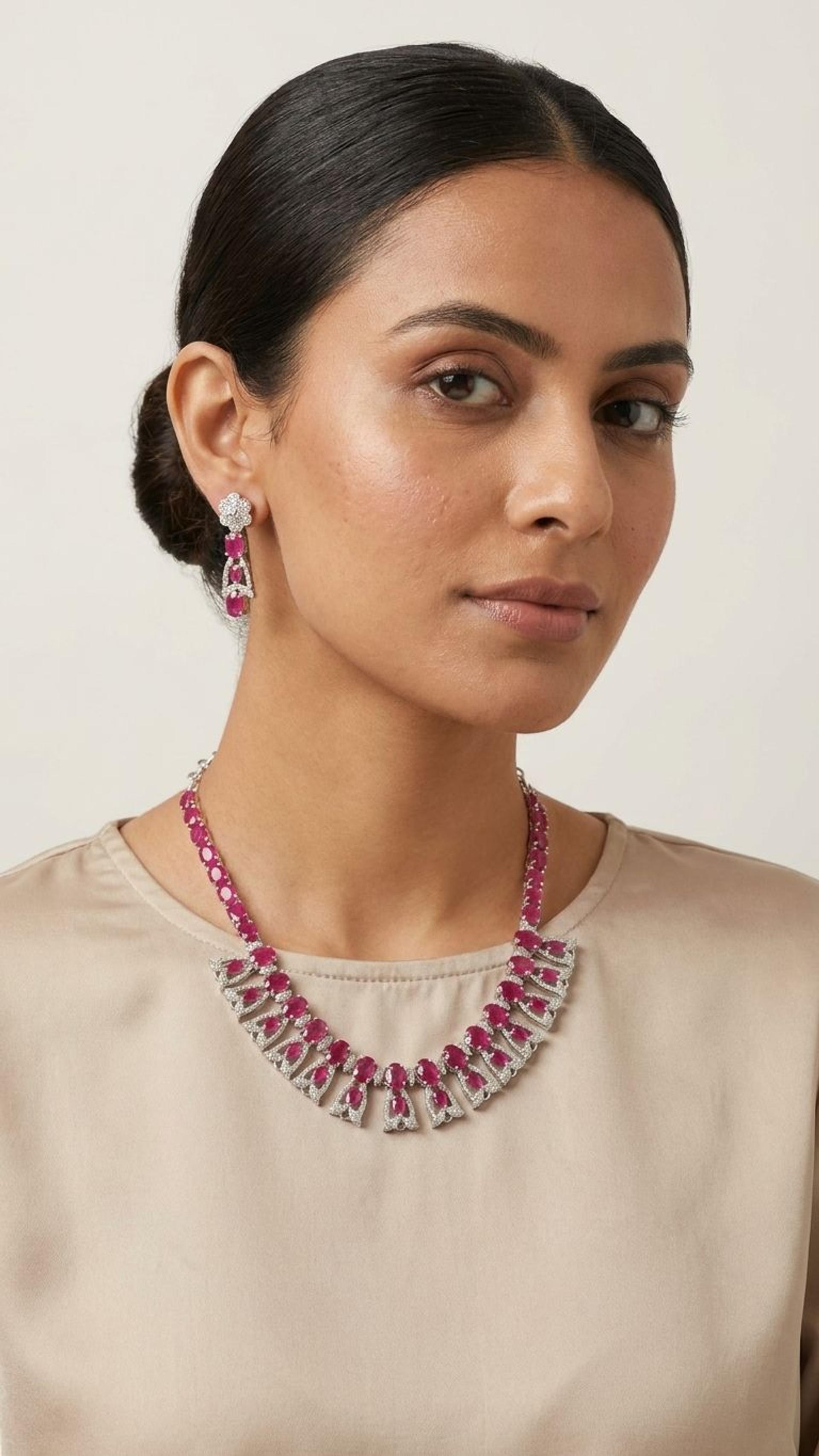 Ruby Necklace view 3 — Necklaces in 92.5 Sterling Silver