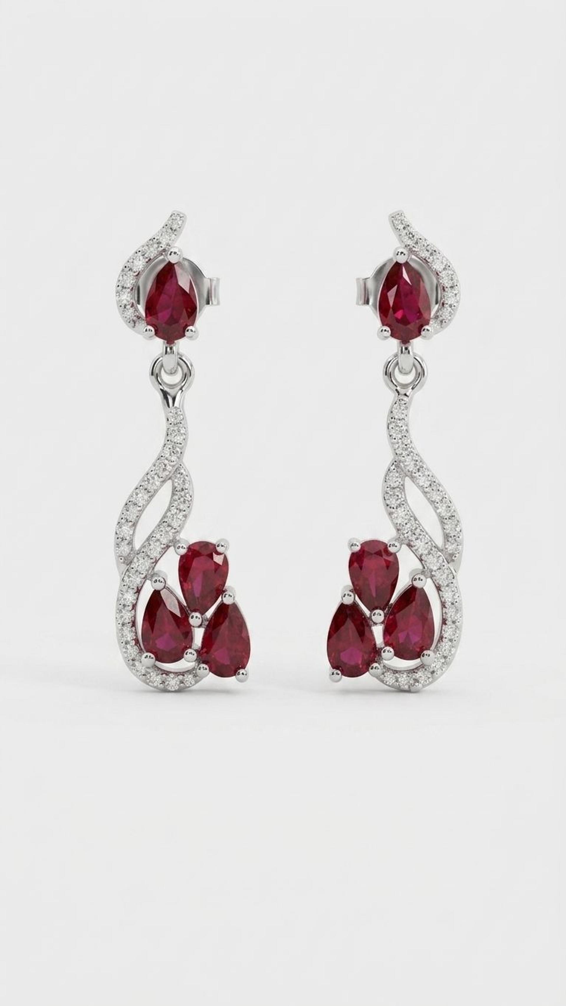 Ruby Ruby Earrings in 92.5 Sterling Silver — Surya Jewellers Jaipur