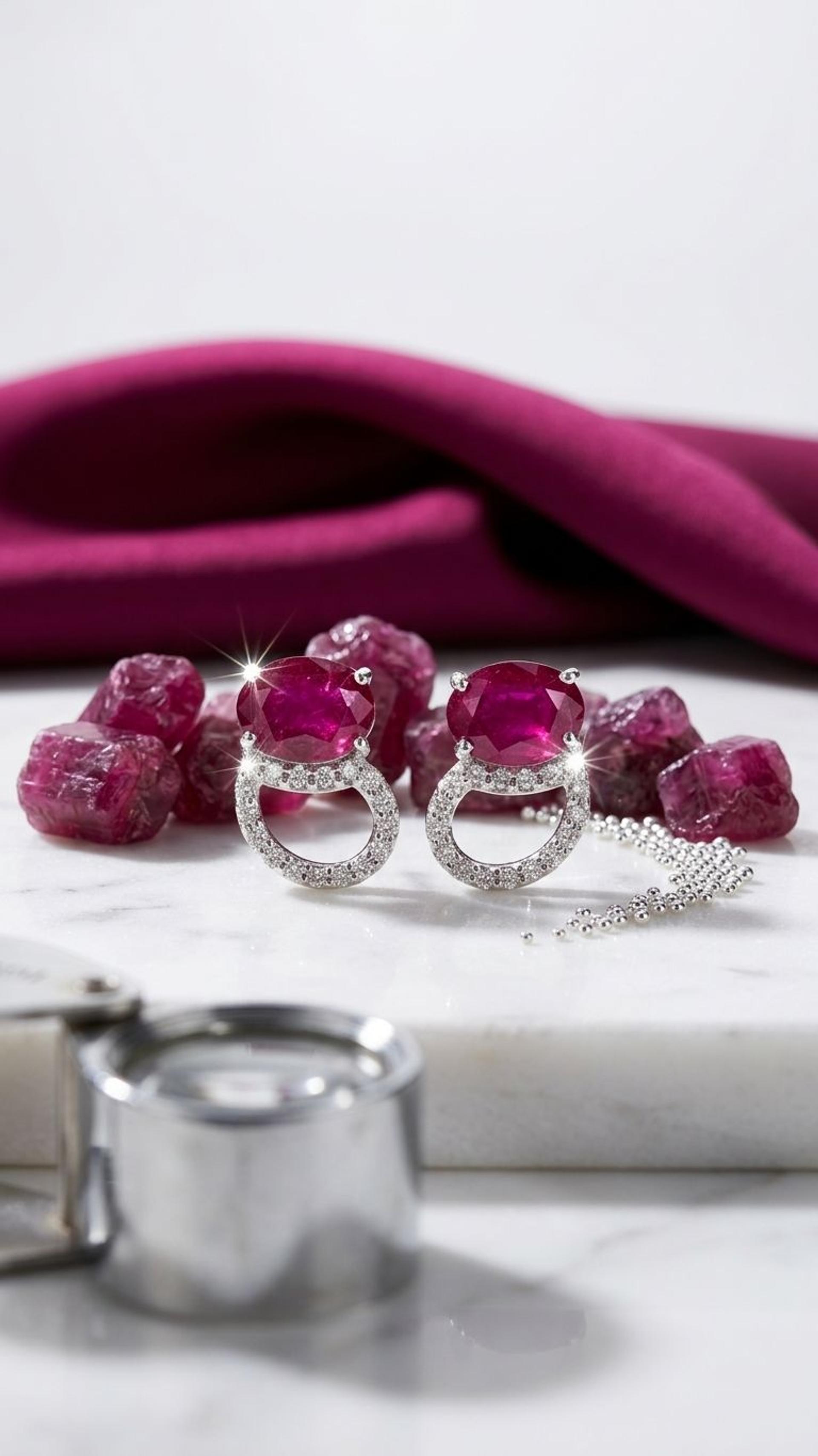 Ruby Ruby Stud in 92.5 Sterling Silver — Surya Jewellers Jaipur