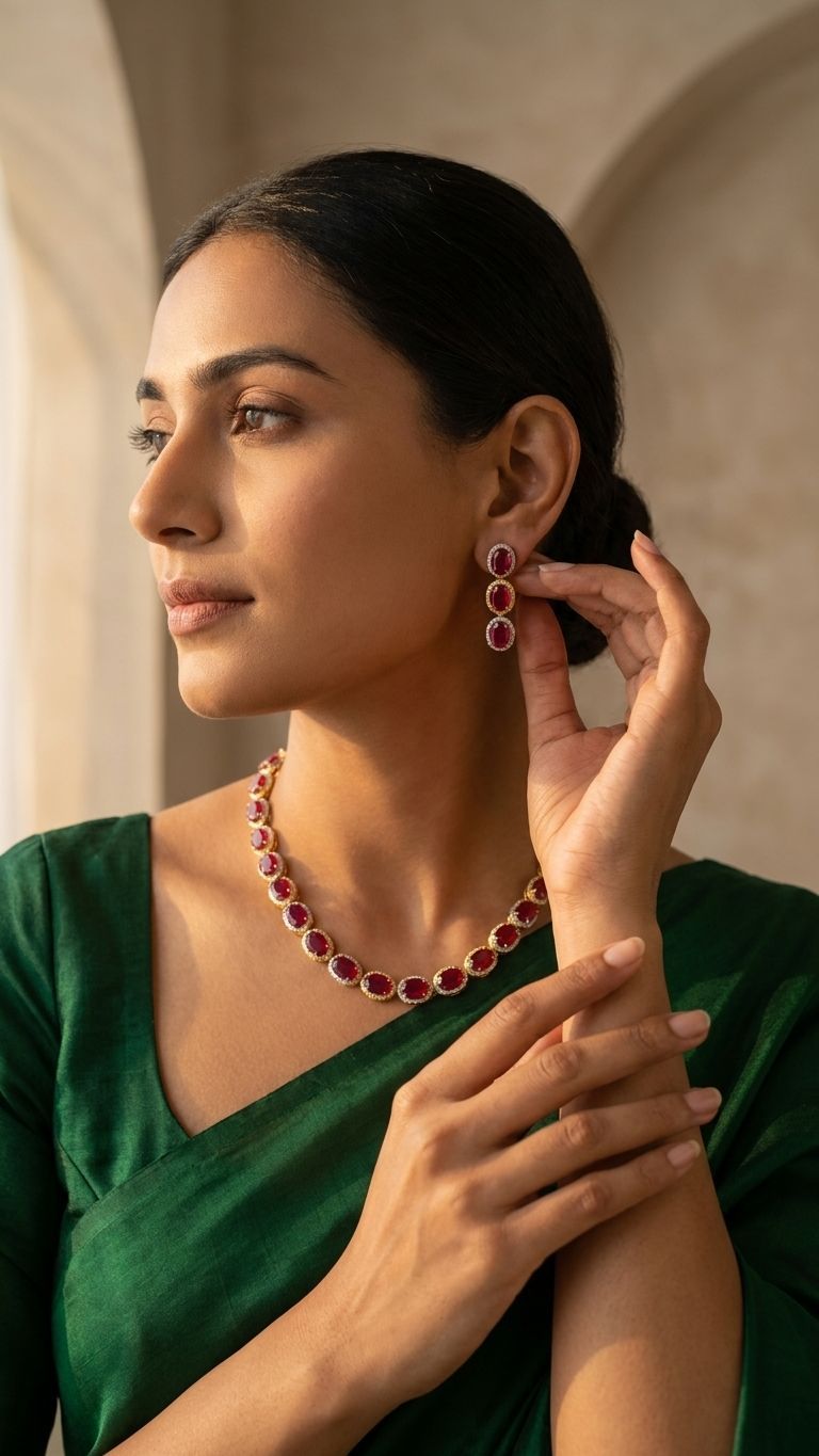 Ruby Necklace view 2 — Necklaces in 92.5 Sterling Silver