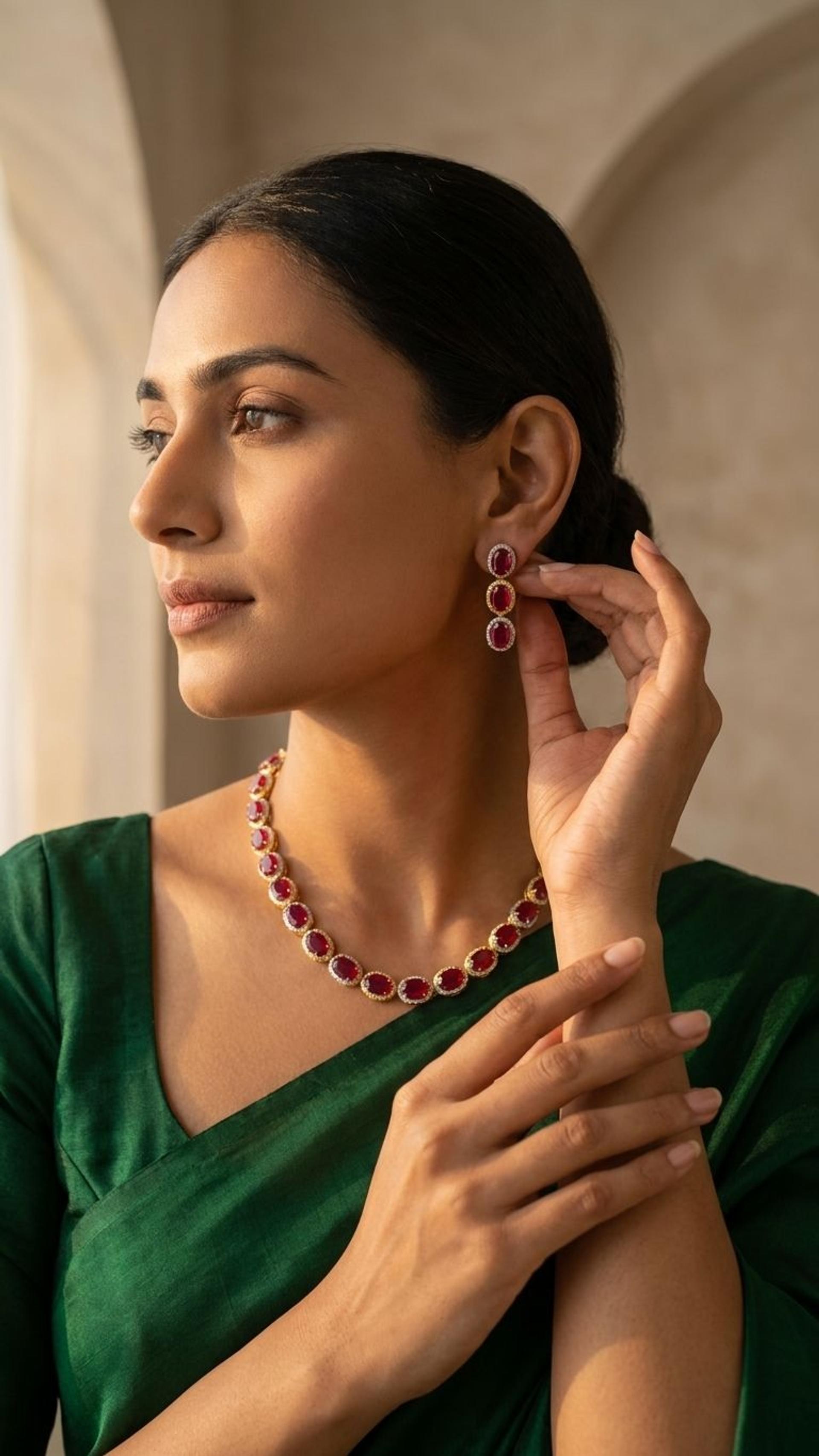 Ruby Necklace view 2 — Necklaces in 92.5 Sterling Silver