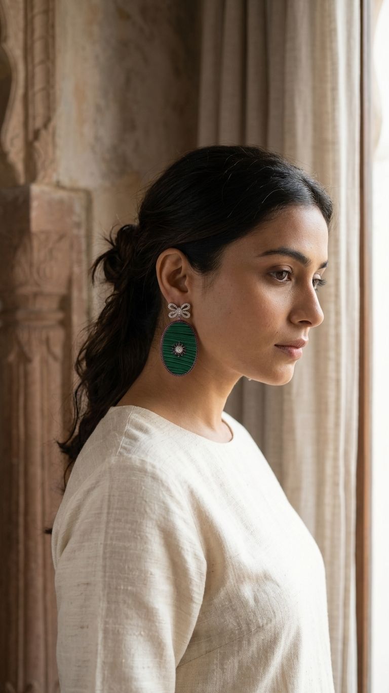 Ruby S Malachite Earrings view 2 — Earrings in 92.5 Sterling Silver