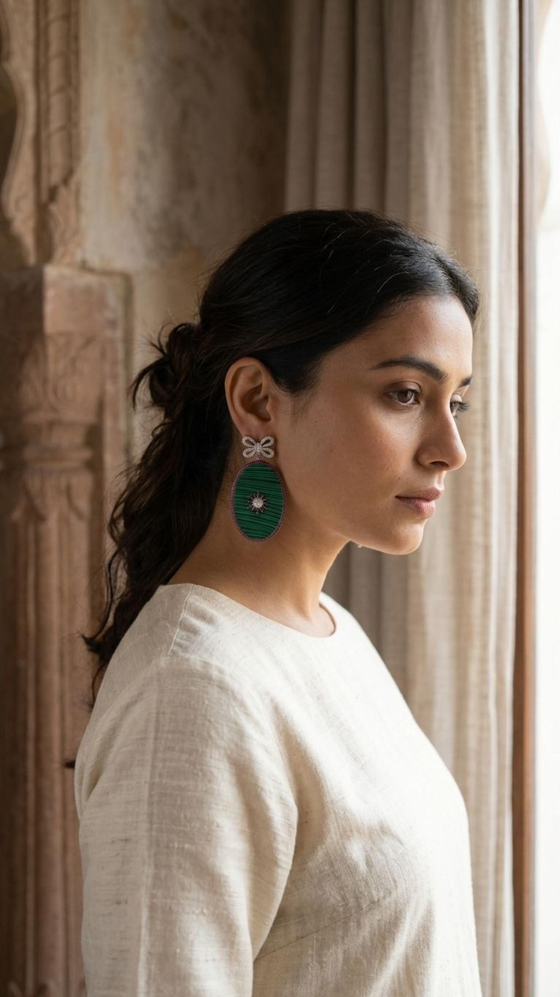 Ruby S Malachite Earrings view 2 — Earrings in 92.5 Sterling Silver