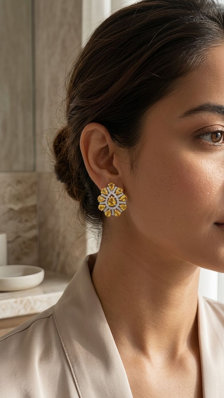 Yellow Sapphire Stud view 3 — Studs in 92.5 Sterling Silver