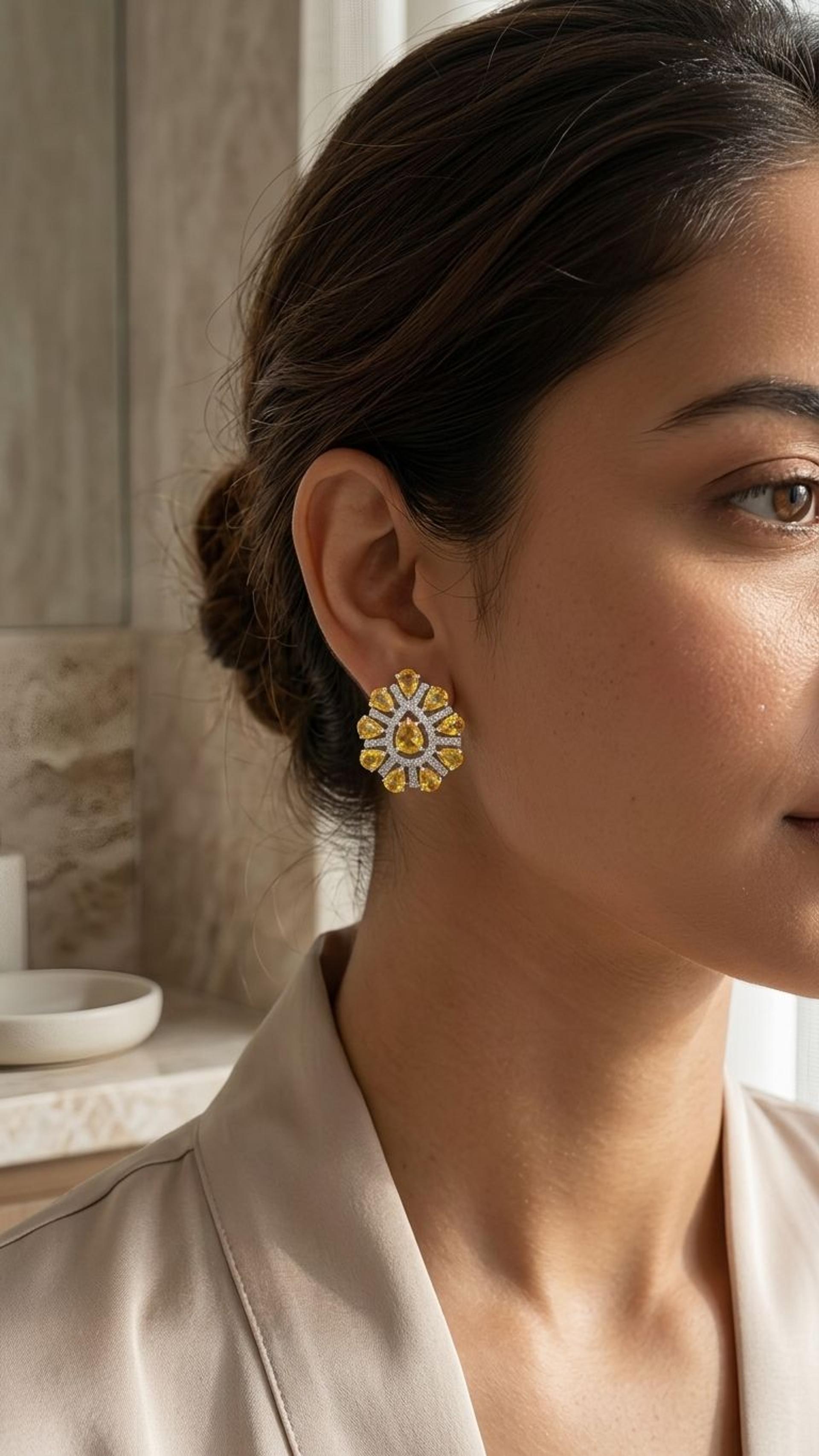 Yellow Sapphire Stud view 3 — Studs in 92.5 Sterling Silver