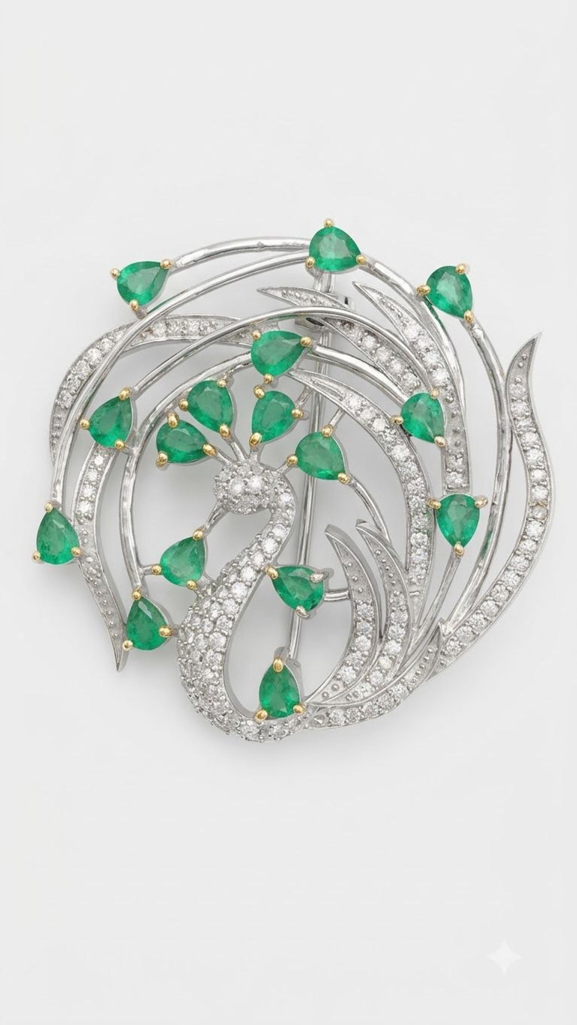 Emerald Brooch view 2 — Brooches in 92.5 Sterling Silver