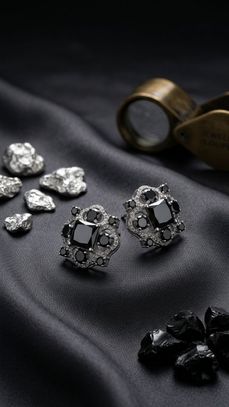 Black Diamond Stud view 2 — Studs in 92.5 Sterling Silver