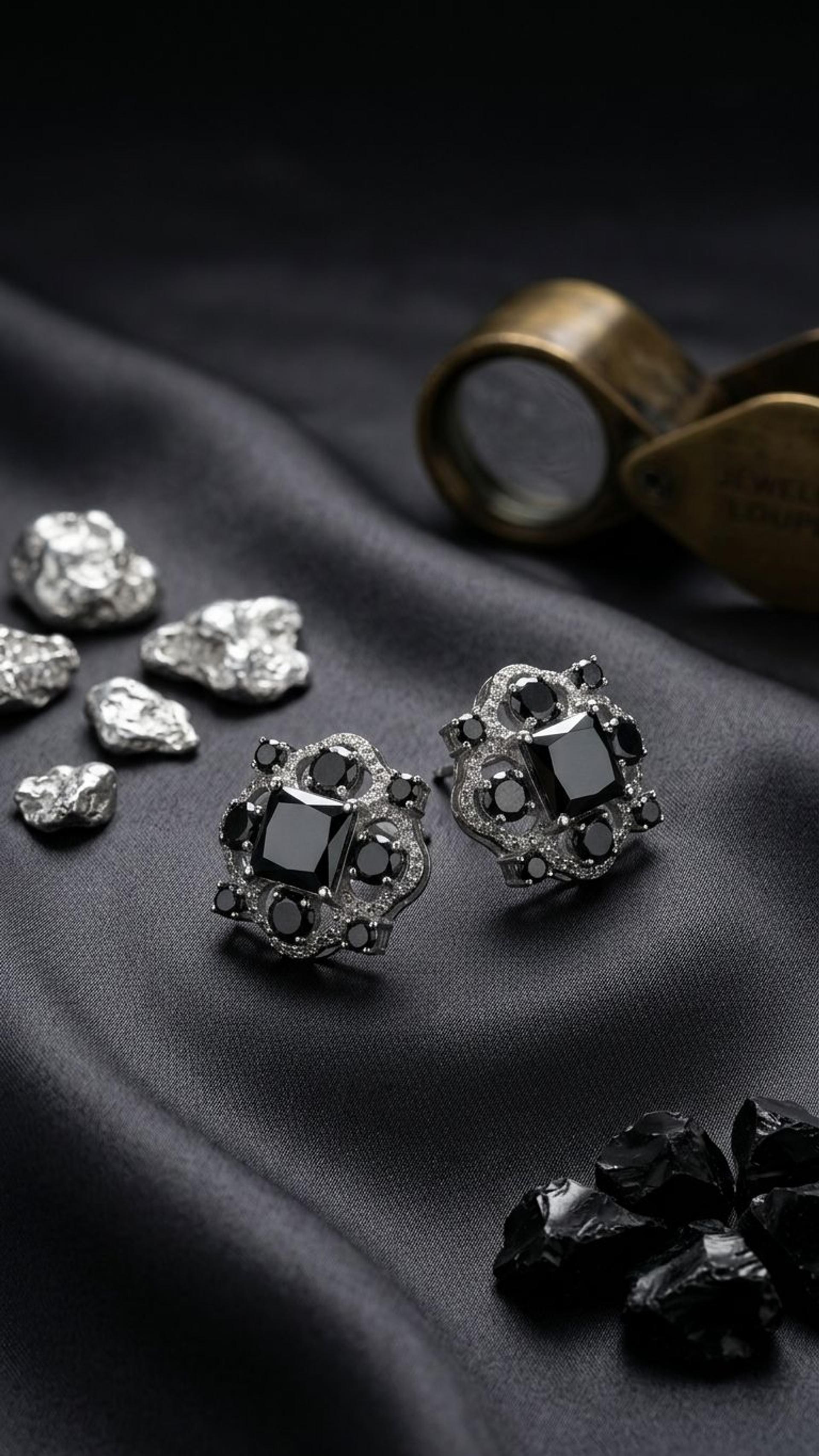 Black Diamond Stud view 2 — Studs in 92.5 Sterling Silver