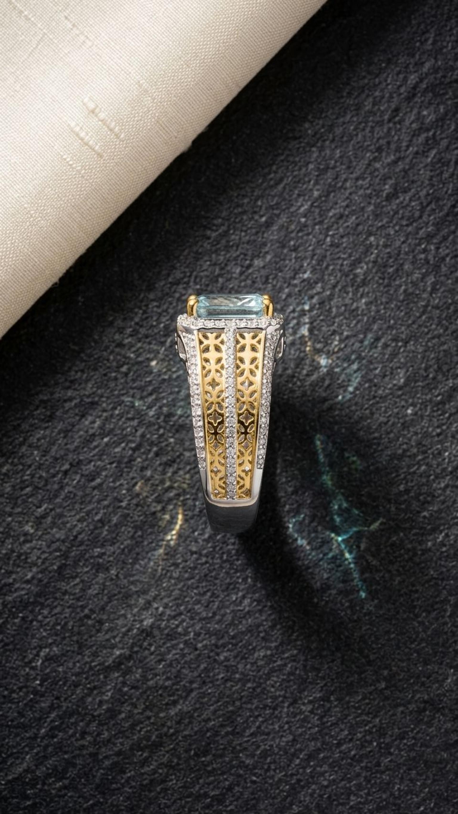 Aquamarine Ring view 2 — Rings in 92.5 Sterling Silver