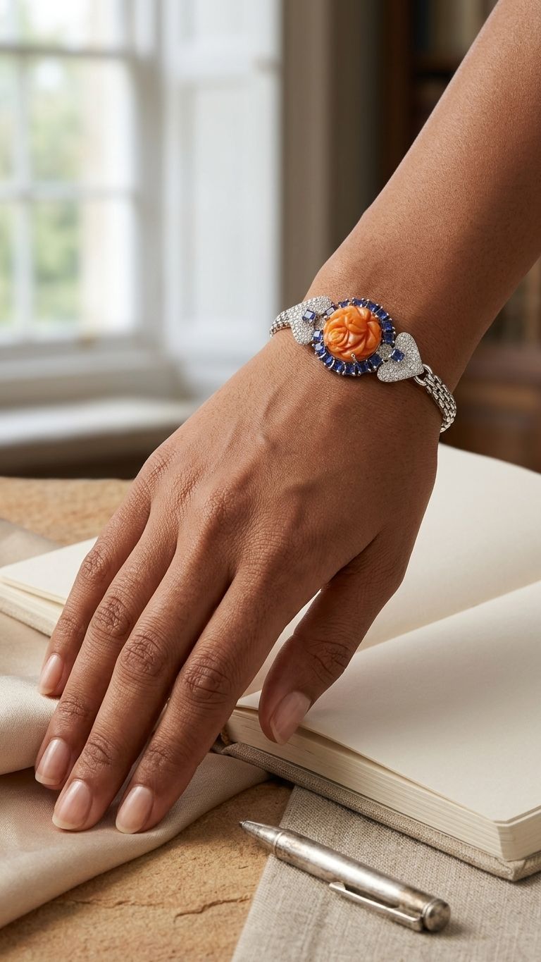 Coral Flower Tanzanite Brooch view 4 — Pendants in 92.5 Sterling Silver