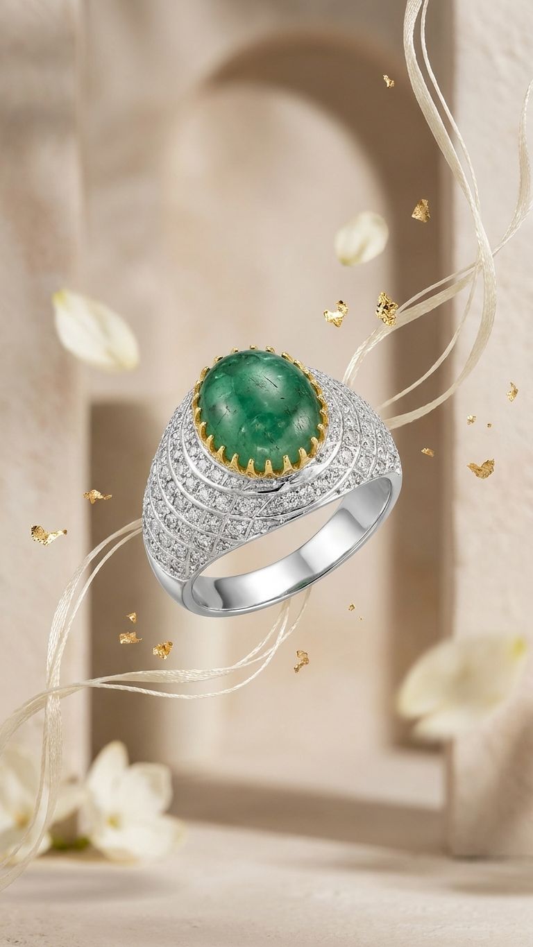 Emerald Ring view 4 — Rings in 92.5 Sterling Silver