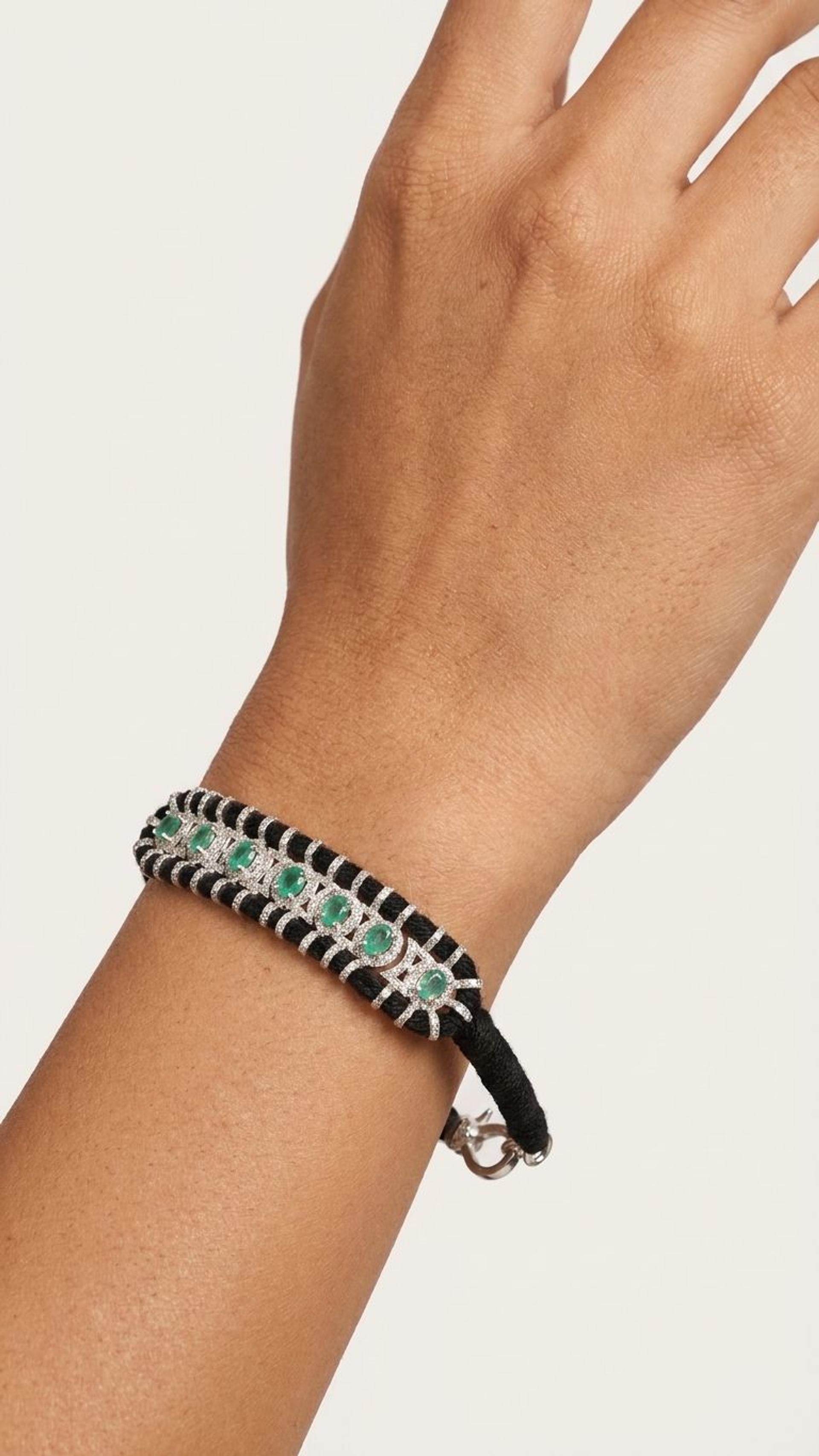 Emerald Emerald Bracelet in 92.5 Sterling Silver — Surya Jewellers Jaipur