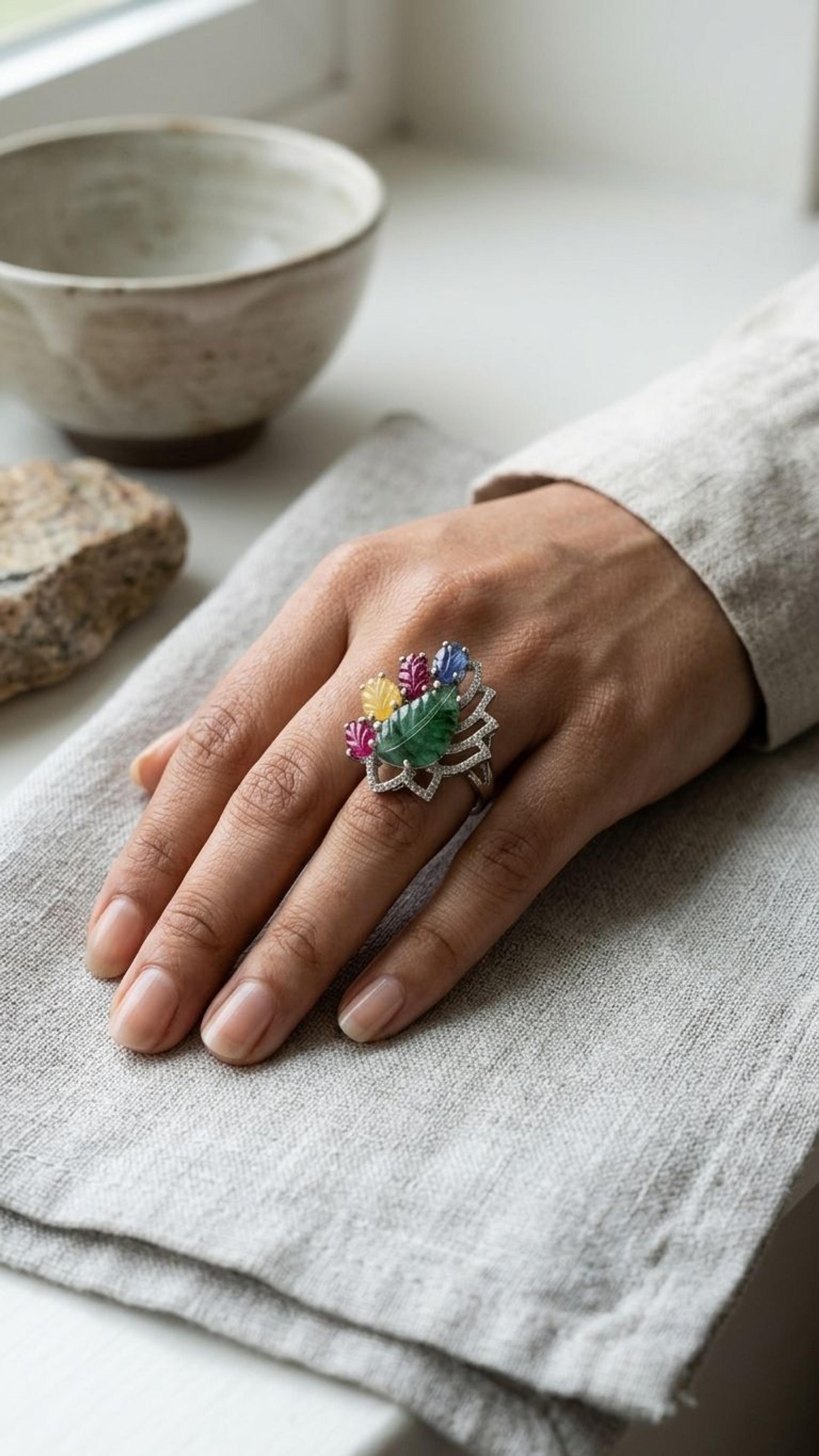 Multi Sapphire Ring view 2 — Rings in 92.5 Sterling Silver