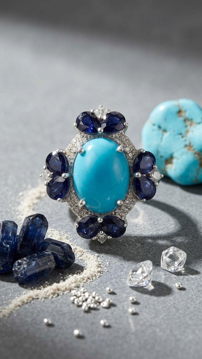 Blue Sapphire Blue Sapphire Rainbow Ring in 92.5 Sterling Silver — Surya Jewellers Jaipur
