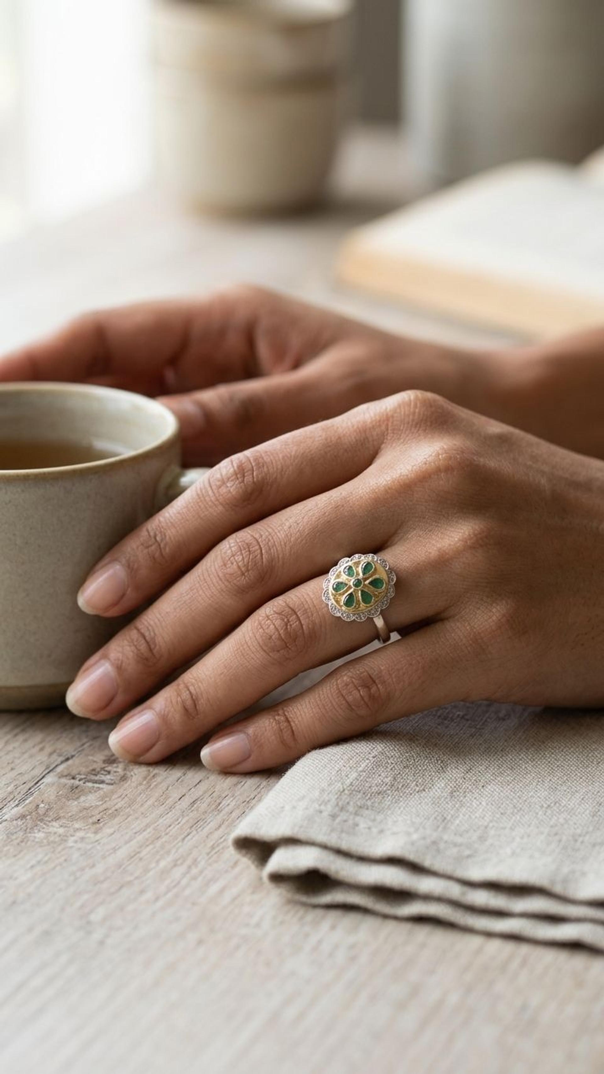 Emerald Ring view 2 — Rings in 92.5 Sterling Silver