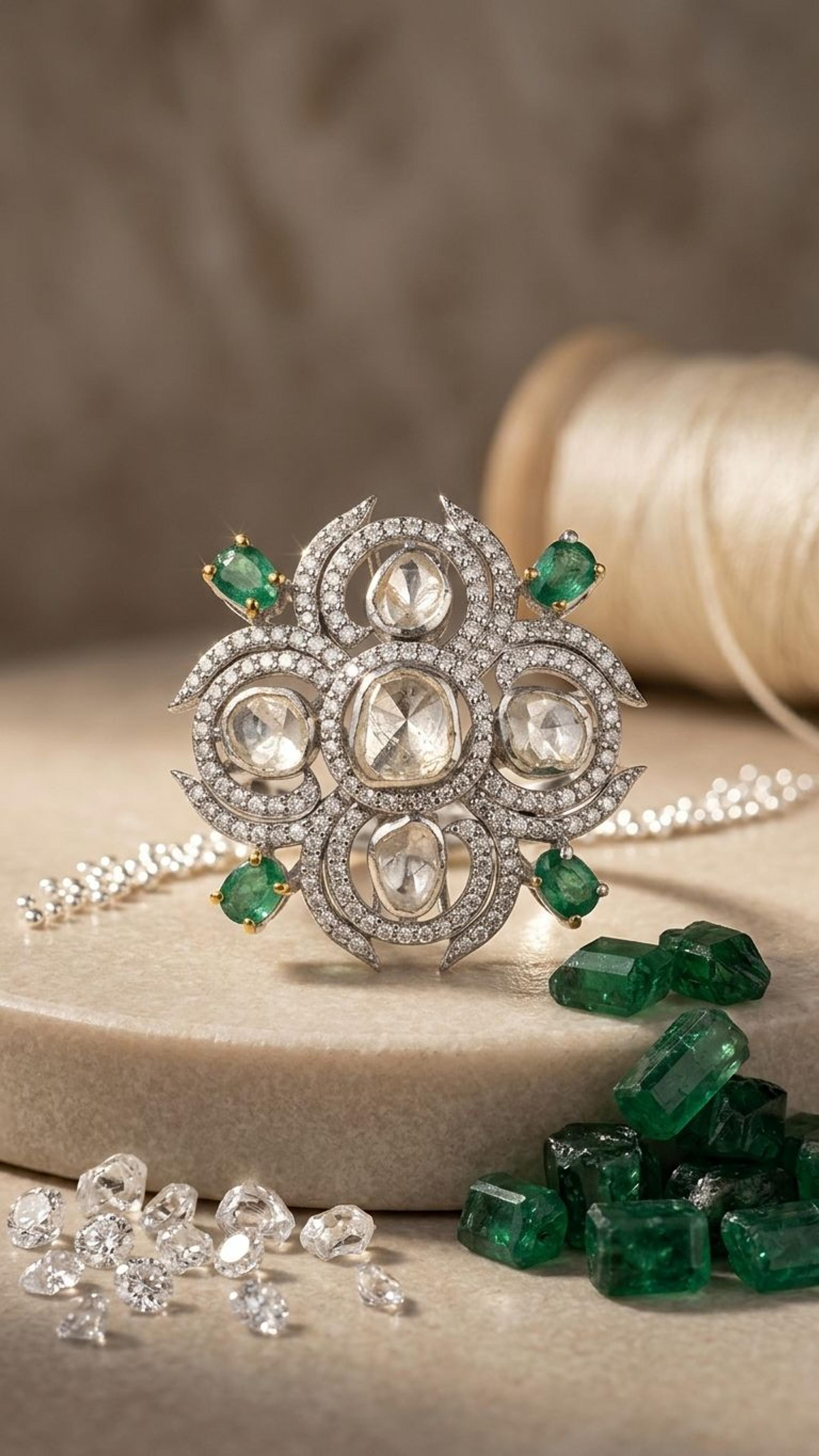 Emerald Ring view 2 — Rings in 92.5 Sterling Silver