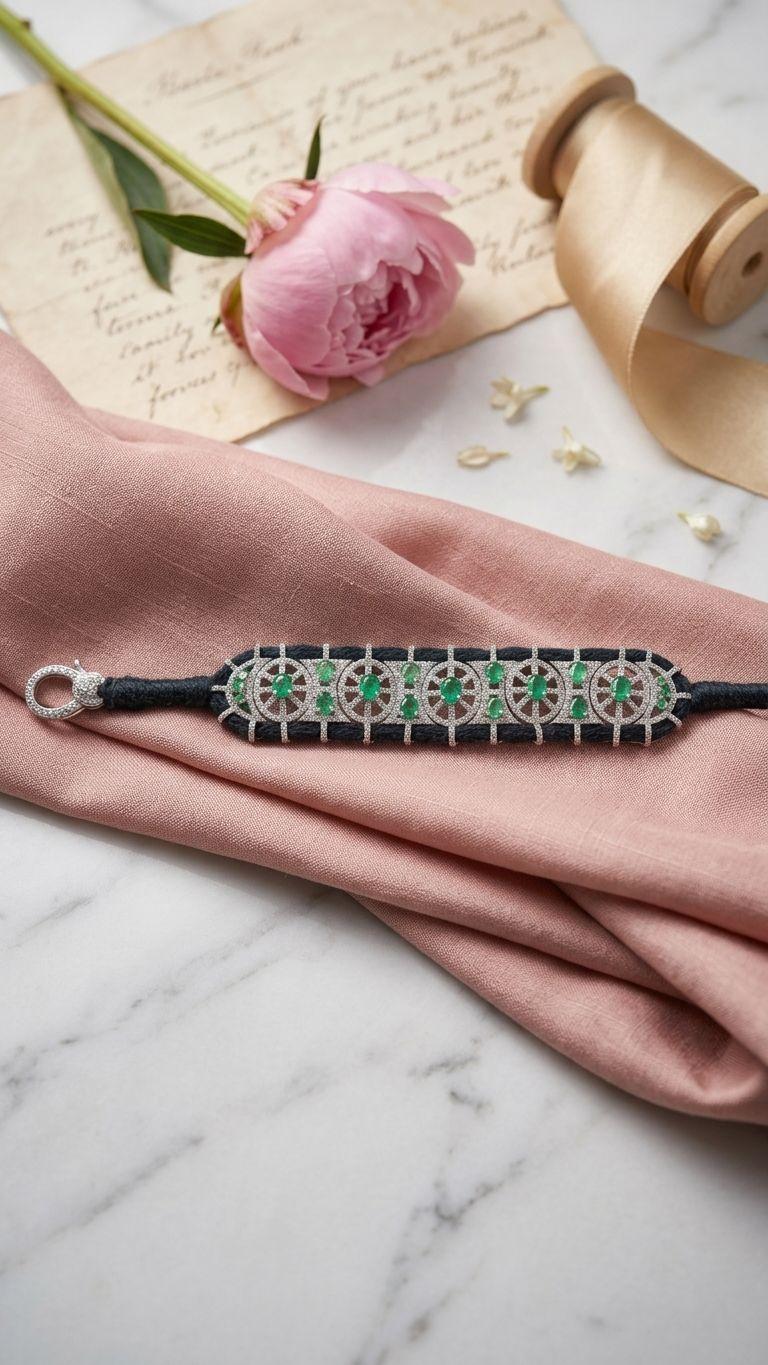 Emerald Emerald Bracelet in 92.5 Sterling Silver — Surya Jewellers Jaipur