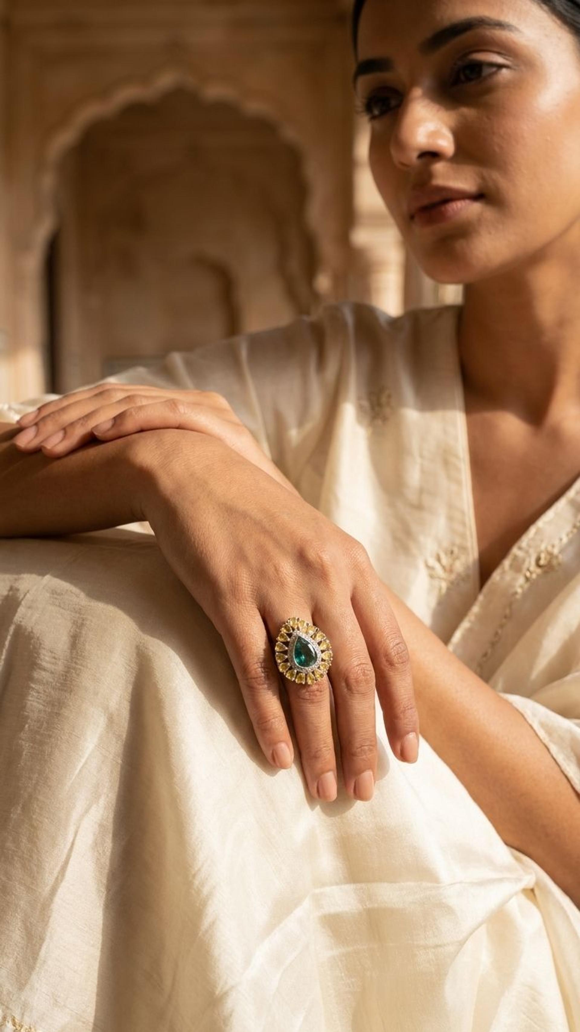 Yellow Sapphire Ring view 3 — Rings in 92.5 Sterling Silver
