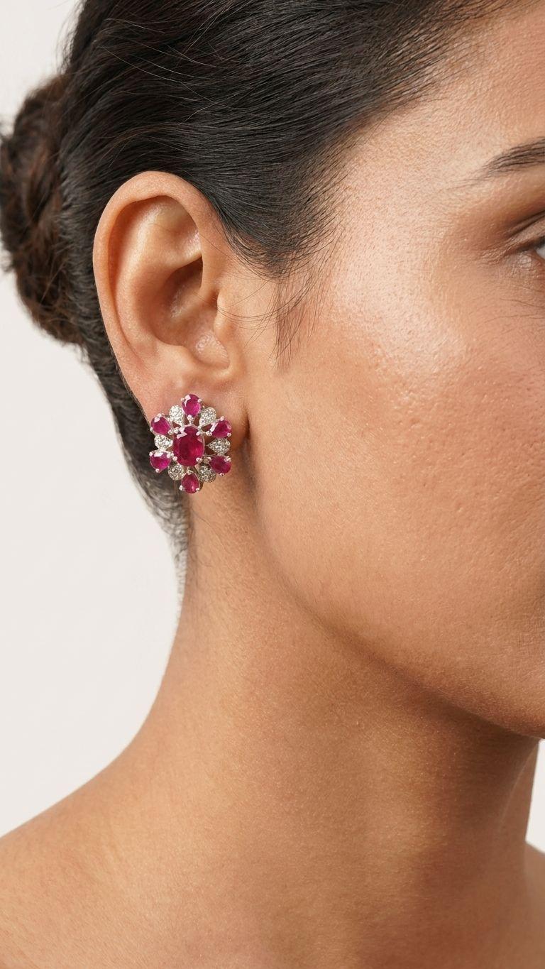 Ruby Ruby Stud in 92.5 Sterling Silver — Surya Jewellers Jaipur