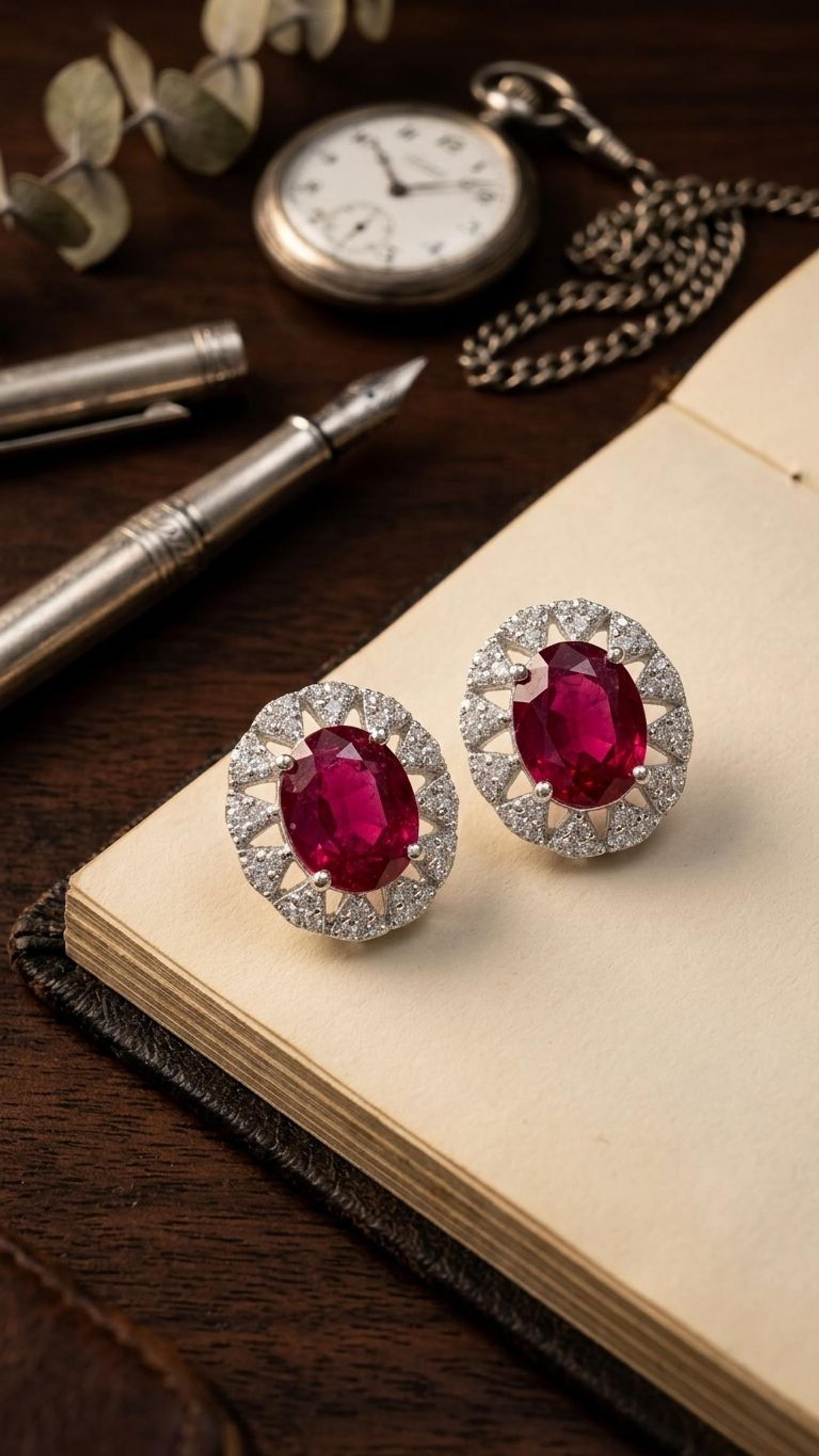 Ruby Stud view 3 — Studs in 92.5 Sterling Silver